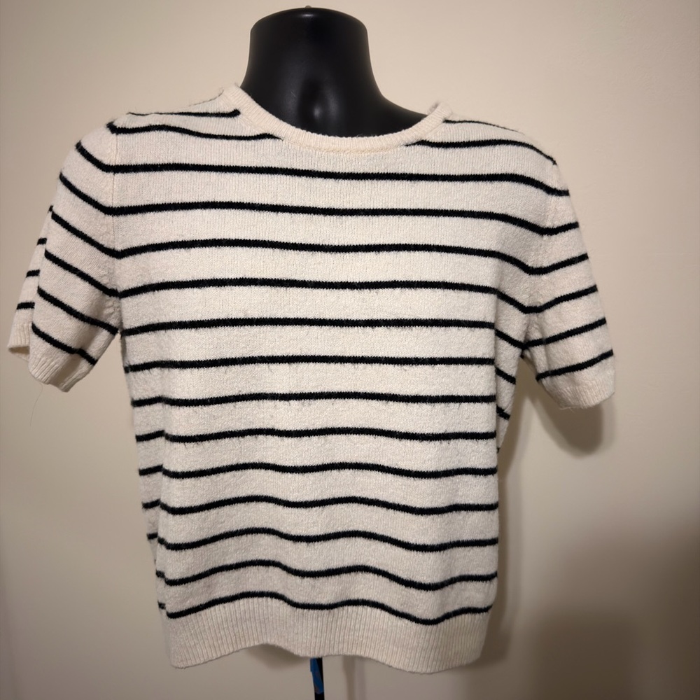 Striped Short Sleeve Sweater